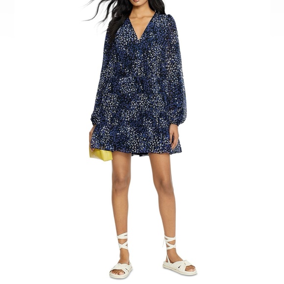 Ted Baker London | Midnight Bloom Tiered Mini Dress | Size 3 (US 6-8) - Picture 4 of 6